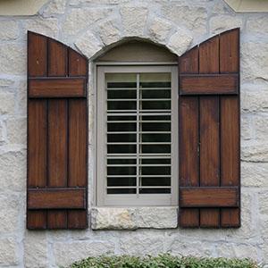 Faux wood shutters